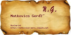 Matkovics Gerő névjegykártya